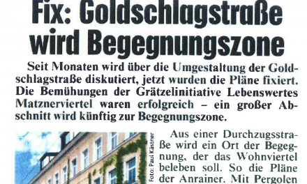 KronenZeitung: Begegnungszone Goldschlagstraße fix
